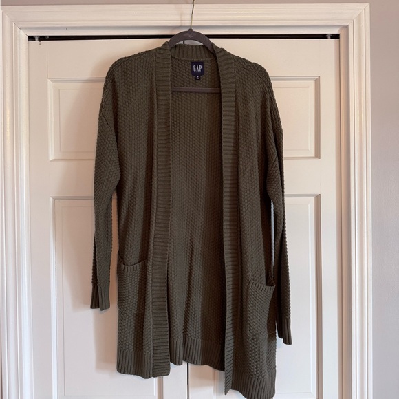 GAP Sweaters - GAP Women's Olive Open-Front Waffle Knit Cardigan